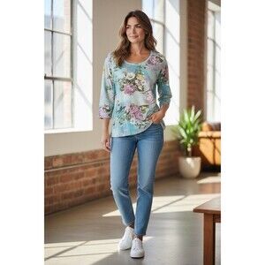 Vintage Take Two Colorful Floral Women’s Top Size M Y2K 90’S Fairycore Cottage
